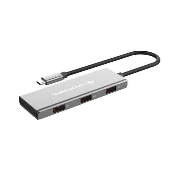 CONCEPTRONIC HUBBIES17G Hub 7 portar USB 3.2 Gen 2, 10 Gbps, USB-C x 4, USB-A x 3, 100 W USB PD, aluminiumhölje