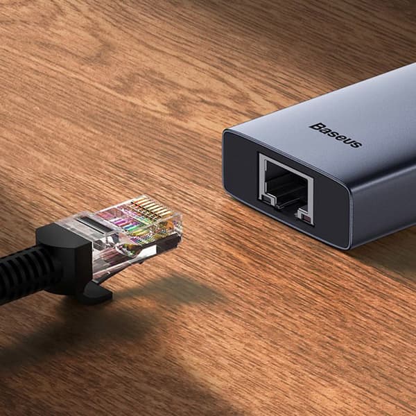 Hub Typ-C till HDMI, 3xUSB, Typ-C, RJ45, 4K@60Hz - Baseus UltraJoy (B00052807813-00) - Grå sidereal