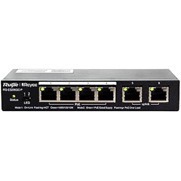 Switch - RUIJIE - Reyee 6-ports Gigabit - PoE - Managed - 6 Gigabit-portar