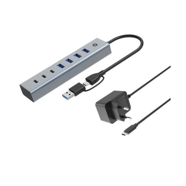 7-port Usb 3.0 Hub + Strömförsörjningsadapter