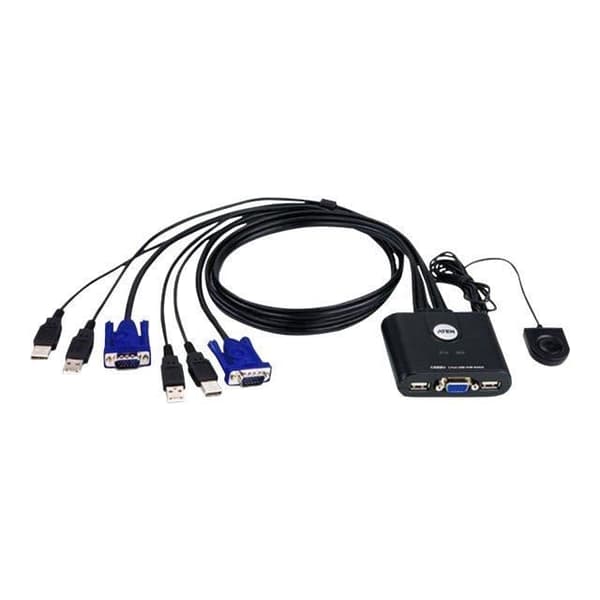 KVM-switch - ATEN - CS22U - USB+VGA 2 portar Svart