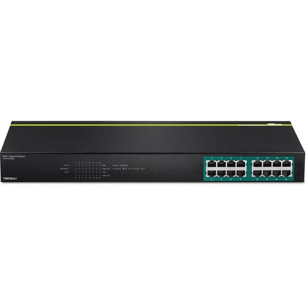 Ethernet-switch - TRENDNET - TPE-TG160G - 16 portar - PoE/PoE+ - Rackmonterbar Svart