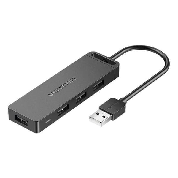 Vention Hub - CHMBB - 4-portars USB 2.0 Hub med 0,15 m strömadapter, svart.