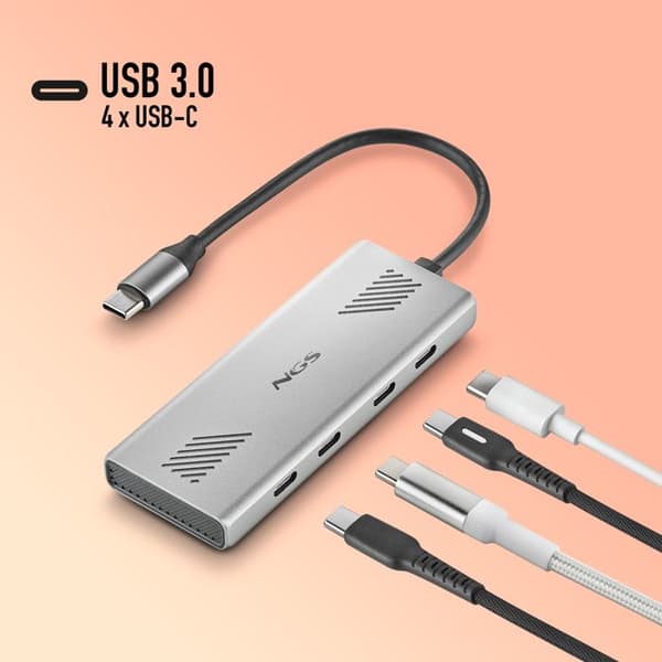 USB-C-hubb - NGS - WONDER4-C - 4 portar - 5 Gbps - Aluminium - 180 mm