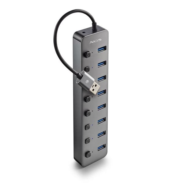 NGS IHUB 8: 8-ports USB 3.0-hubb. Dataöverföringshastighet på 5 Gbps. Kabellängd: 180mm. Plug &amp; Play. Svart.