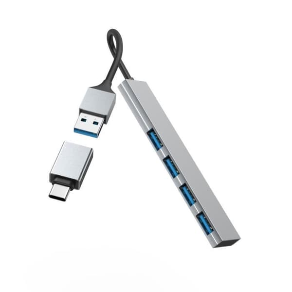 USB HUB, 4 PORTAR, USB 3.2 GEN1, 5 GBIT-S, ULTRASLIM MED US ADAPTER