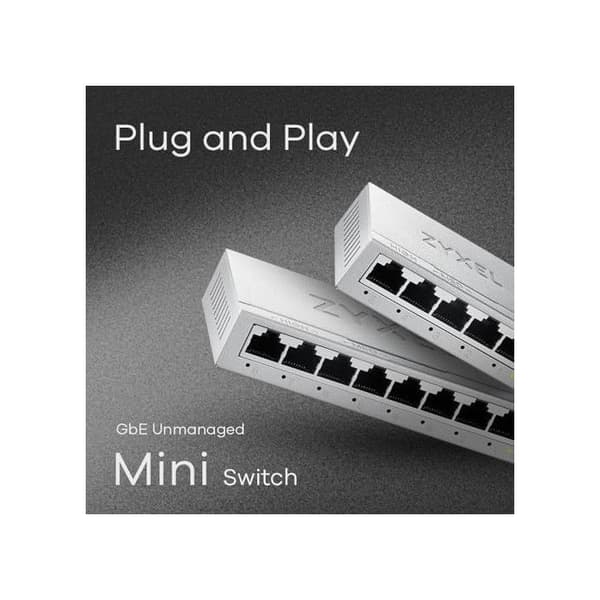 Zyxel Switch Ethernet GS-108B v5 8-portars Gigabit icke hanterad för hemmanätverk