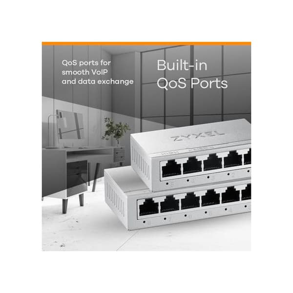 Zyxel Switch Ethernet GS-108B v5 8-portars Gigabit icke hanterad för hemmanätverk