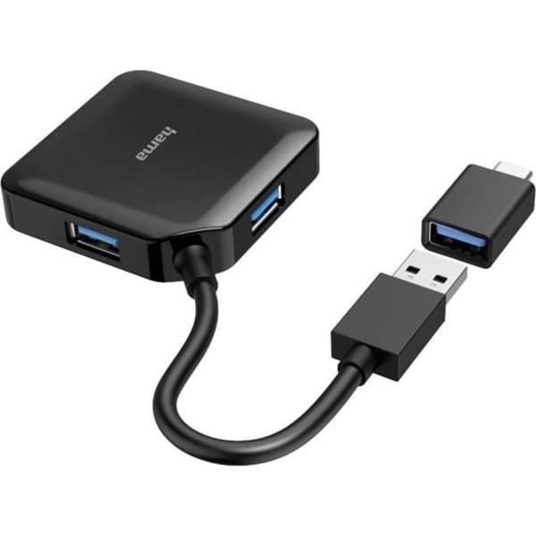 USB-hubb - Hama - 4 portar - USB 3.0 - Svart - 4 extra portar