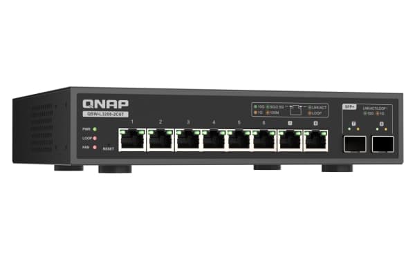 QNAP QSW-L3208-2C6T, Hallittu, 10G Ethernet (100/1000/10000), pöytätietokoneet