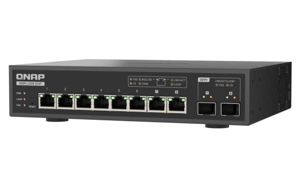 QNAP QSW-L3208-2C6T, Hallittu, 10G Ethernet (100/1000/10000), pöytätietokoneet musta
