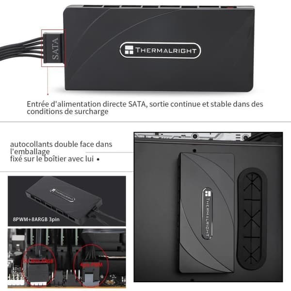 Hub Fläkt - Thermalright - ARGB/PWM - 8 Ports - Enkelt Att Installera - Kabelhantering