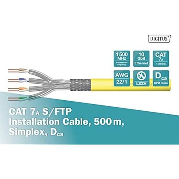 Nätverkskabel - DIGITUS - Cat 7A - S-FTP - LSZH - 1500 MHz - Koppar AWG 22/1