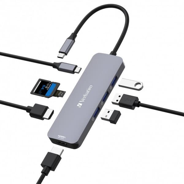USB-C-hubb - Verbatim - CMH-08 - 2x HDMI - 3x USB-A - 1x USB-C