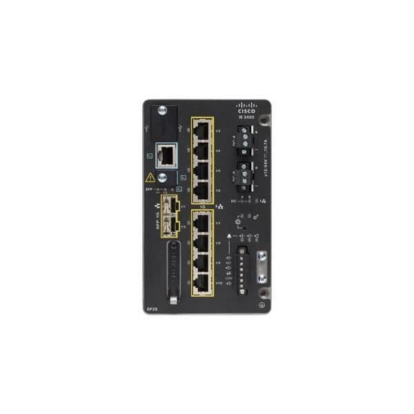 Cisco Catalyst IE3400 Switch - IE-3400-8P2S-E - 8 Gigabit Ethernet-portar - Managed L2/L3 Svart
