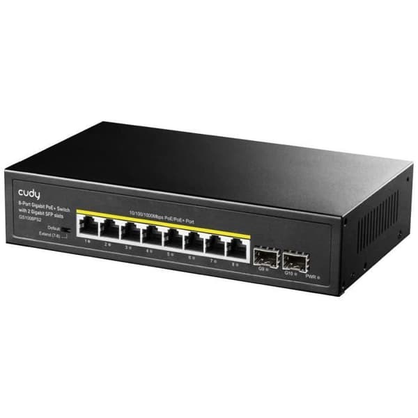 Cudy GS1008PS2 Switch med 8 portar Gigabit PoE, icke-hanterad svart, rackmonterbar