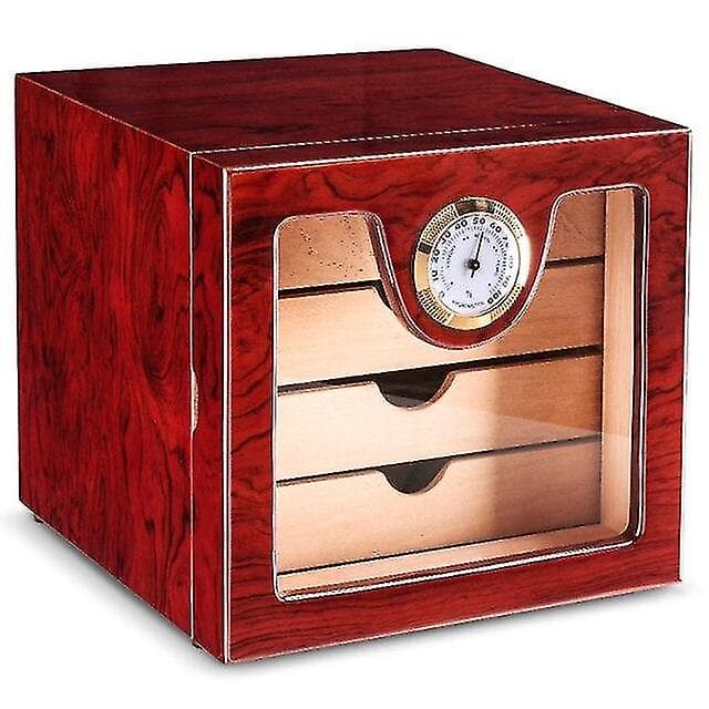 240x220x240mm Cedar Wood Cigar Humidor 4layer Capacity 50 Cigar Case Storage Box Accessories