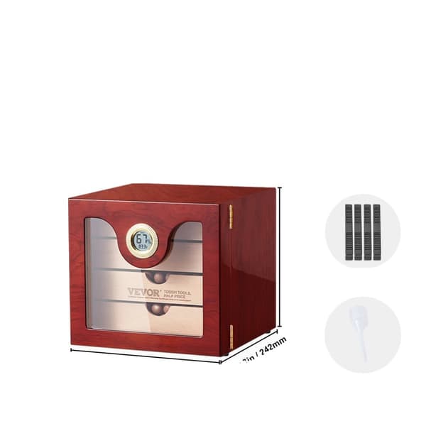 VEVOR Cigarhumidor, Elegant päronträfinish, Mekanisk hygrometer,50 100cigarr 50 100cigar