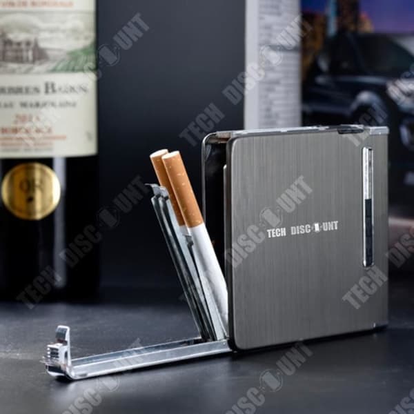 TD® 20 st aluminiumlegering automatisk cigarettlåda USB uppladdningsbar tändare automatisk cigarettlåda