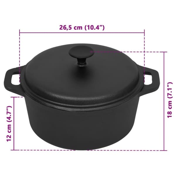 vidaXL gryde Ø26,5 cm støbejern