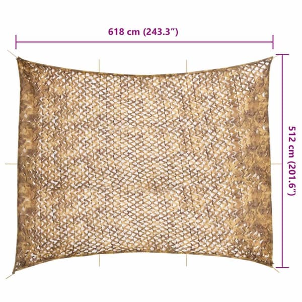 camouflagenet 618x512 cm med opbevaringspose sandfarvet