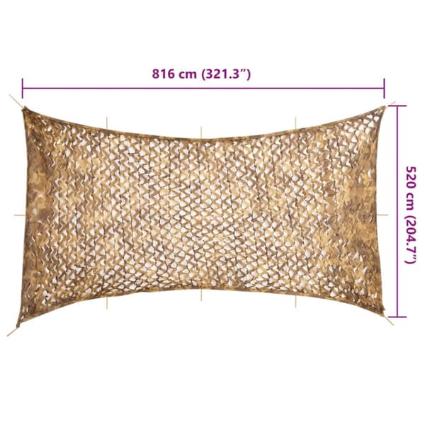 peiteverkko säilytyspussilla 816x520 cm hiekkaa