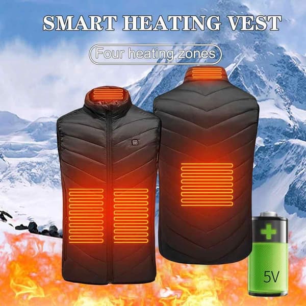 INF Genopladelig Opvarmet vest/varmevest 4 varmezoner Sort  S