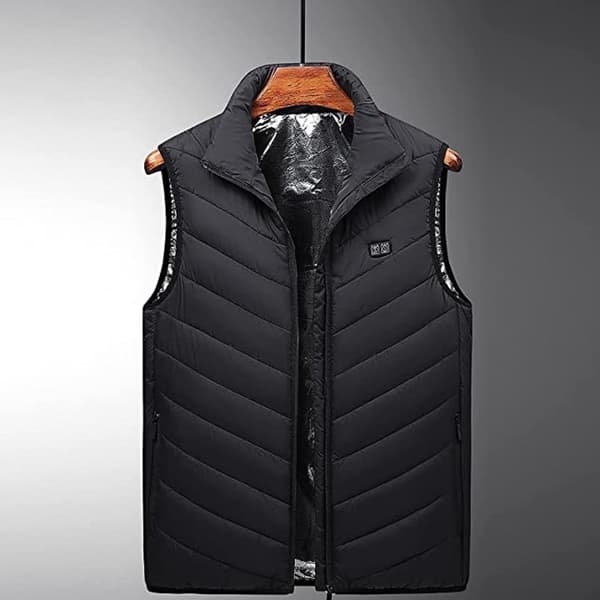 INF Opvarmet vest/Varmevest med 9 varmezoner vaskbar Sort  XL