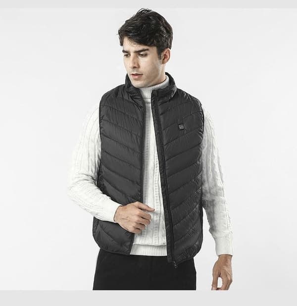 INF Opvarmet vest/Varmevest med 9 varmezoner vaskbar Sort  XL