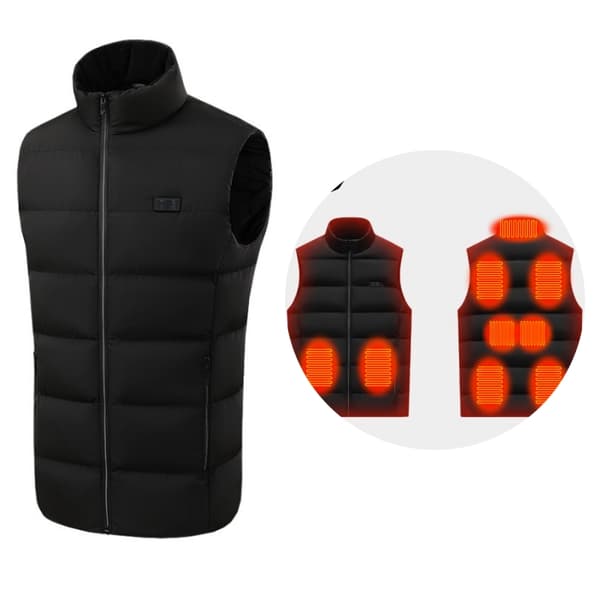 INF Vintervarmevest 9 varmezoner dual control Sort XXL