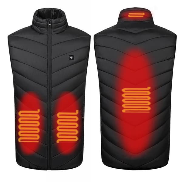 INF Genopladelig Opvarmet vest/varmevest 4 varmezoner Sort  XL