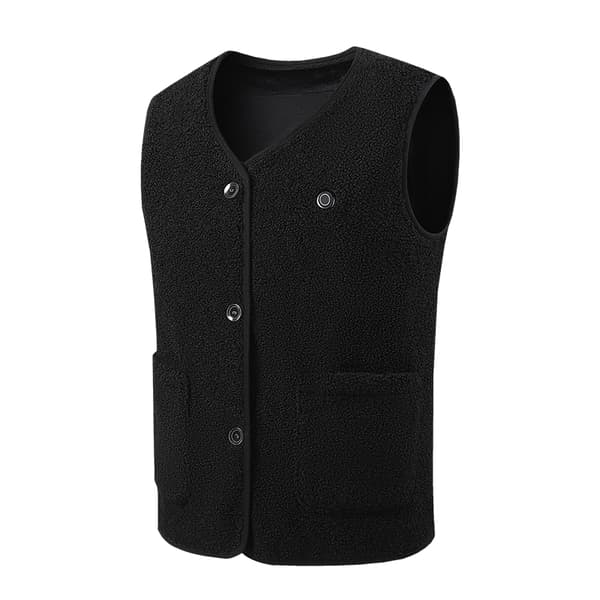 INF Opvarmet vest Teddy fleecevest med nem betjening, 15 varmezoner Sort XXL