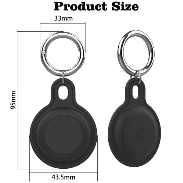 AirTag Skal Airtag Hållare med nyckelring - Svart - 2 pack