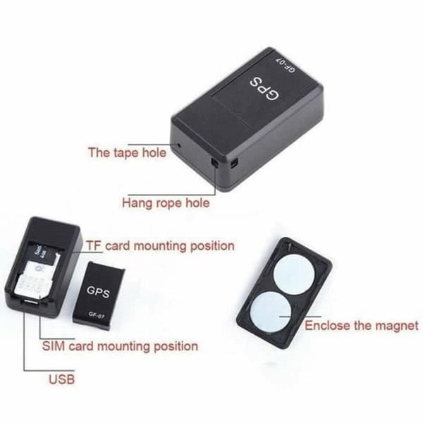 svart färg Mini Magnetic Car GPS Locator GF07 Fordonsspårningsenhet in