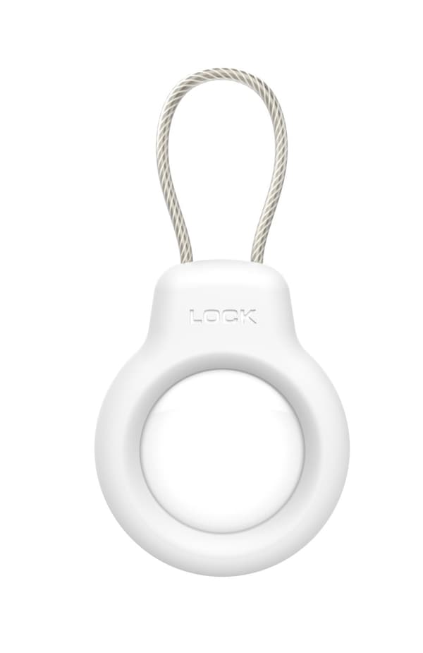 INF Kompatibel med Apple AirTag Secure Holder med ledningskabel, nøkkelringlås Hvit
