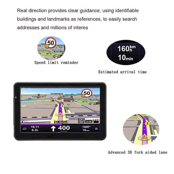 Bil GPS Navigation, 7 tommer Touch Screen, Gratis kortopdateringer, RAM 256M, med solskærm