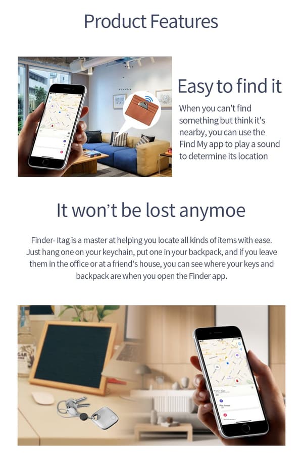 Lille GPS-tracker - Realtime sporing, app uden abonnement, IP65-vandtæt, velegnet til telefon, pung, nøgler, børn, kæledyr og mere