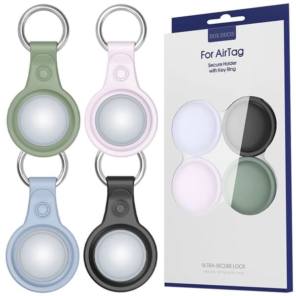 Dux Ducis Set 4x silikonetui Nøkkelring hengende etui for Apple AirTag Locator (4 farger: svart, grønn, rosa, blå)