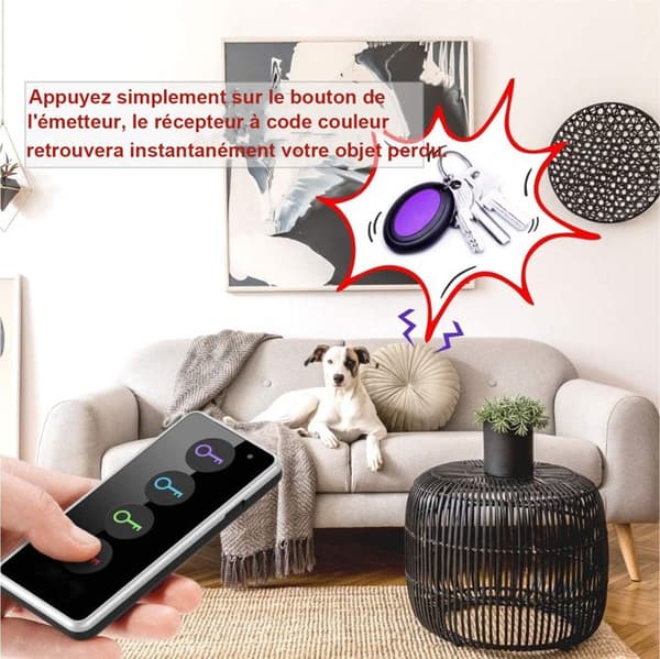 Key Finder, 80 DB RF trådlös med 130 fots arbetsräckvidd, Fjärrkontroll med LED-ficklampa, Basfäste