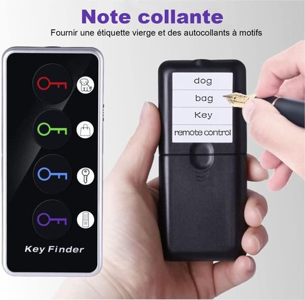 Key Finder, 80 DB RF trådlös med 130 fots arbetsräckvidd, Fjärrkontroll med LED-ficklampa, Basfäste