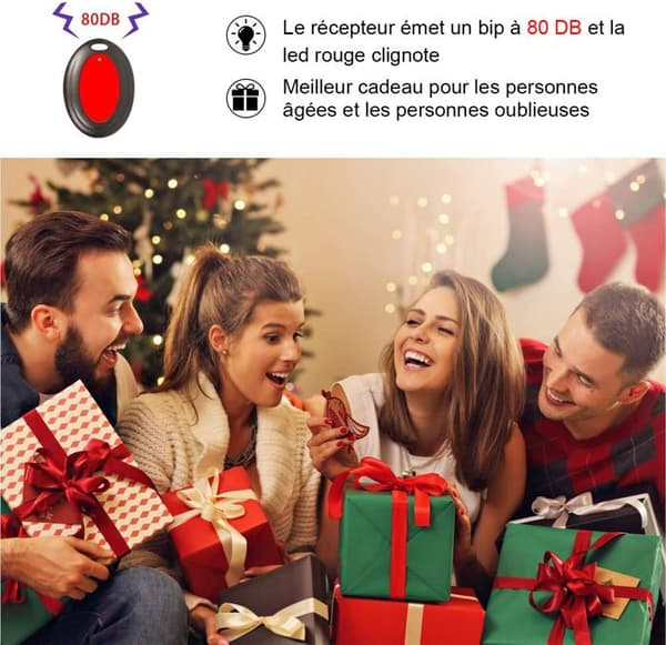Key Finder, 80 DB RF trådlös med 130 fots arbetsräckvidd, Fjärrkontroll med LED-ficklampa, Basfäste