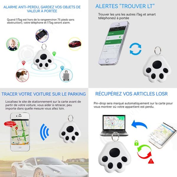 INN GPS Tracker Item Locator Bluetooth 60m räckvidd IP67 Vattentätt utbytbart batteri Kompatibel med OS och Android