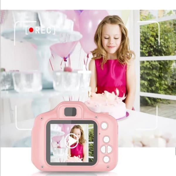 Liten kamera Mini digitalkamera för barn Leksakspresenter Rosa 2,0 tums skärm med uppladdningsbart 1080P 32GB TF-kort