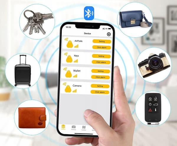 BLUETOOTH-PAIKANNIN Lapsiavaimennukset Esineet PUHELIN iOS Android Musta