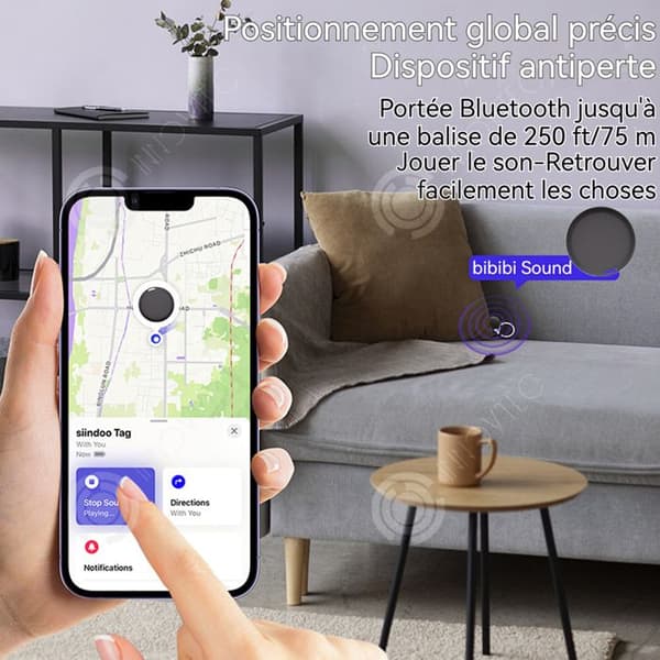 INN GPS-spårningsenhet 31,7x8,7mm 220mAh IP66 Bluetooth-antiförlustsystem perfekt för barn, äldre, djur och föremål svart