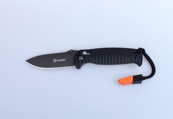 GANZO G7413 svart stentvättad m viselpipa - kniv fällkniv