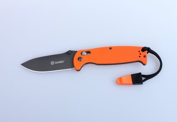 GANZO G7413 svart stentvättad m viselpipa - kniv fällkniv