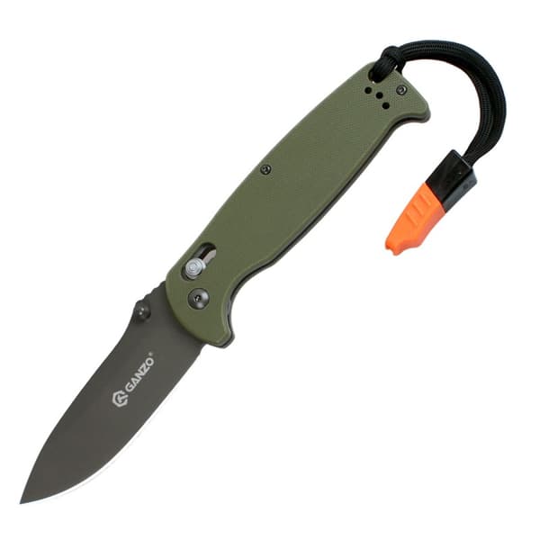 GANZO G7413 svart stentvättad m viselpipa - kniv fällkniv