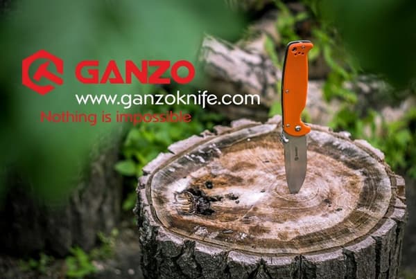 GANZO G742 Svart fällkniv orange