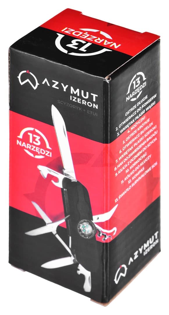 Taskuveitsi AZYMUT Izeron - 13 työkalua + vyöpussi (HK20017-8BL)